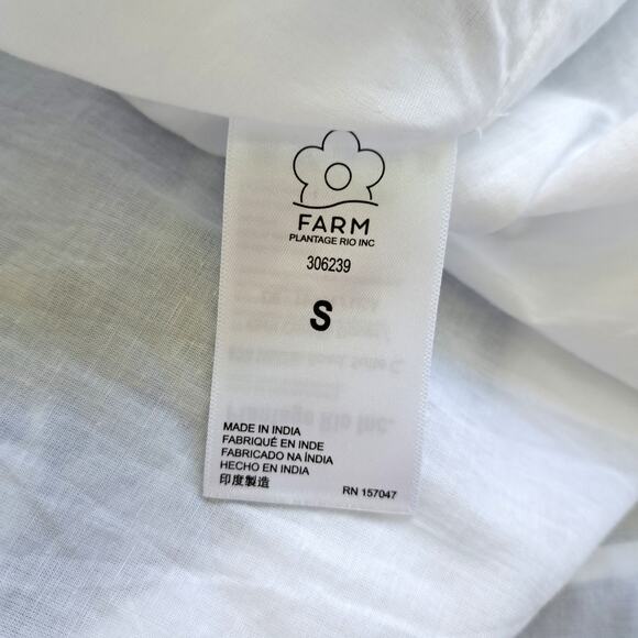 FARM RIO Sweet Rio Midi Dress Small Puff Sleeve Blue Tropical Graphic Print - Picture 12 of 13